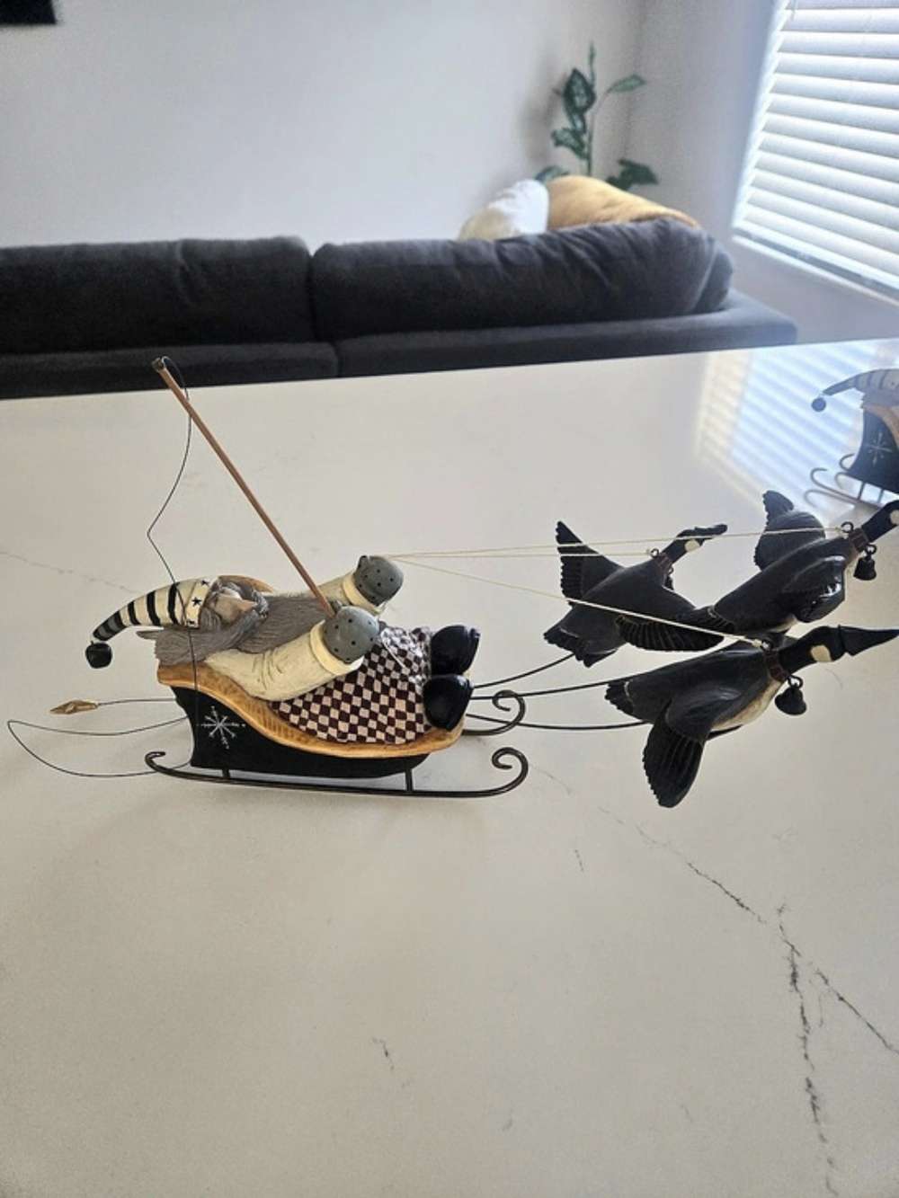 Vintage Willow Tree Sleigh Bird Holiday Decor Black & Brown